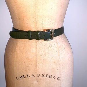 Talbots Green leather Belt with Gold Hardware S